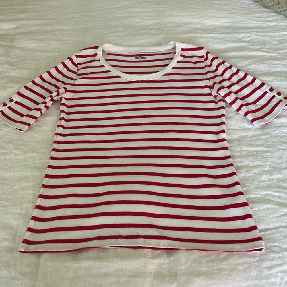 Jones New York Red and White Striped T